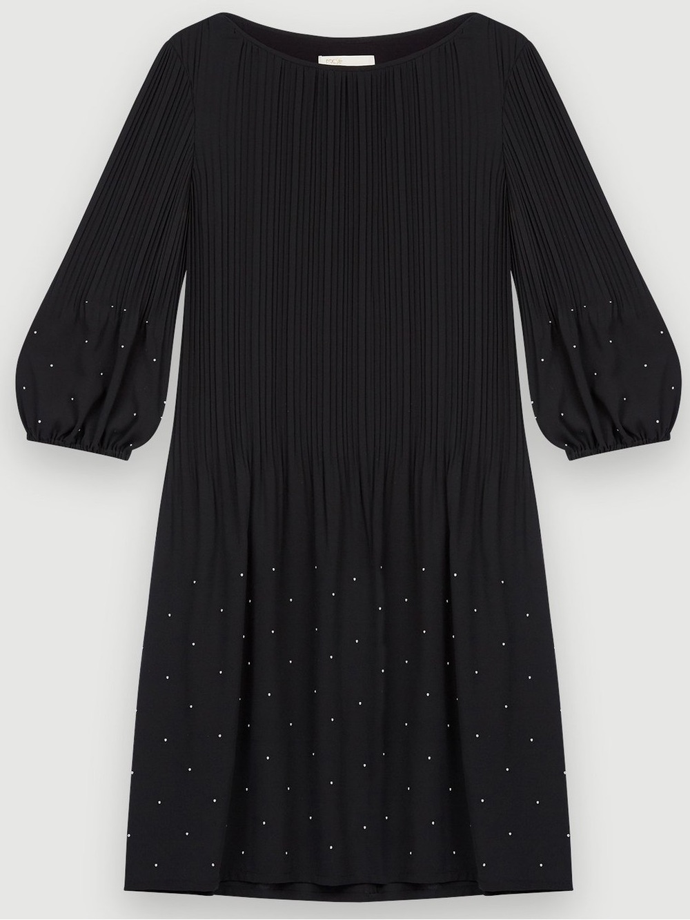 New! Maje chic silver studded and pleated Black Midi Dress sz 42